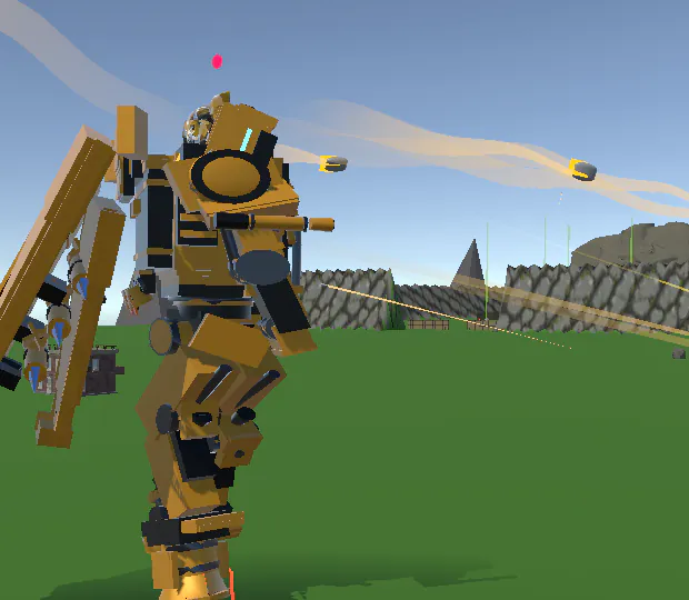 A Colossus flown by the AI twisting at the torso to fire